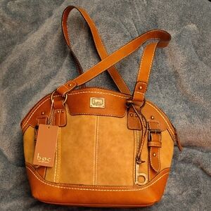 b.o.c. two-tone tan leather dome satchel